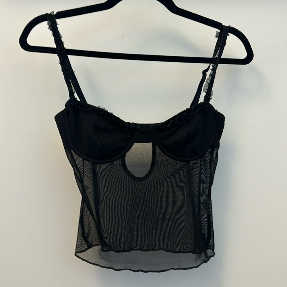 Edikted Mercy Sheer Mesh Bra Top Black